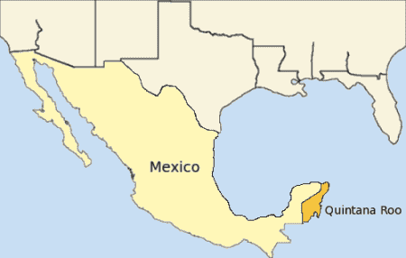 Map of Quintana Roo, Mexico
